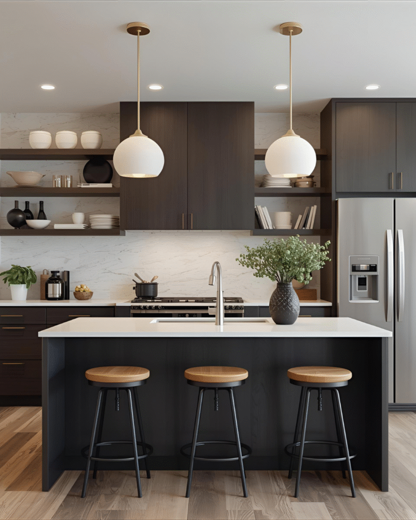 Modern Kitchen fitted with stone worktops in Ashford home