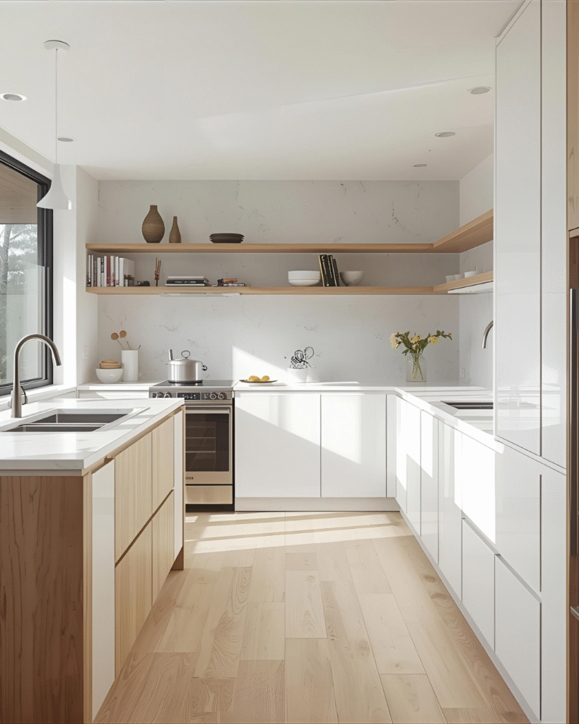Modern kitchen with stone worktops in Ashford rear extensions